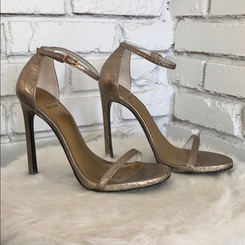 Stuart Weitzman Bronze Nudist Heels